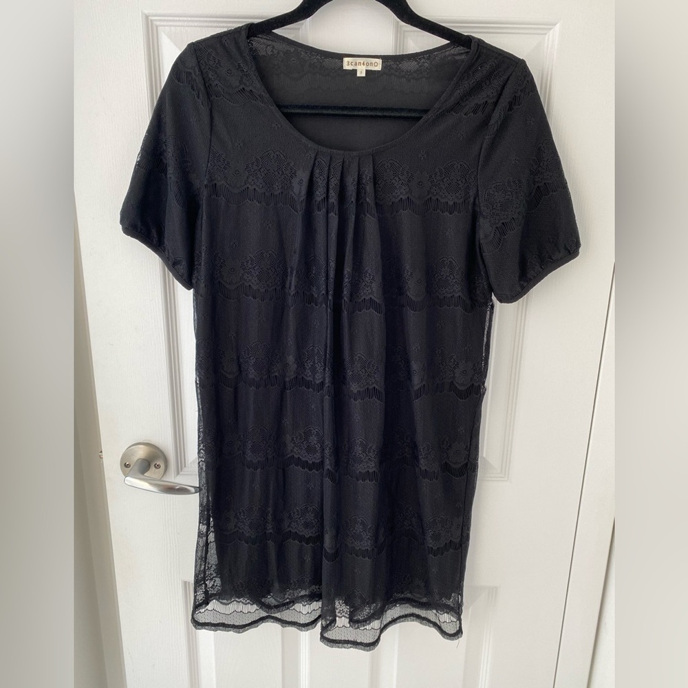 Black Lined Lace Dress